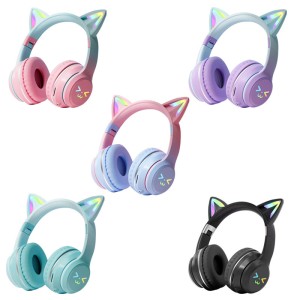 New Cat Ear Earphones with Luminous Bluetooth Earphones Cross border Explosive Cute Series Ultra Long Battery Life Manufacturer Direct Sales Wireless Earphones