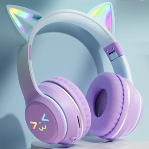 New cat ear glowing GRB Bluetooth headset with gradient color cross-border SY618 wireless headset factory wholesale