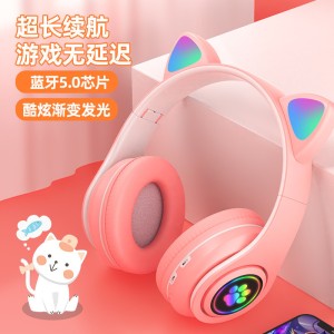 B39M Cat Ear Luminous Earphones Wireless Headwear Bluetooth Long Range Manufacturer Direct Sales Cross border New Cute Earphones