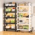 Kitchen storage rack with wheels, fence, carbon steel floor to ceiling, thickened multi-layer with storage rack, household microwave oven rack Kitchen storage rack with wheels, fence, carbon steel floor to ceiling, thickened multi-layer with storage rack, household microwave oven rack
