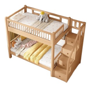 Beech wood mother bed, bunk bed, two-story solid wood bed, multifunctional storage for children, small-sized children's bed, bunk bed for children