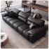 Real leather sofa, top layer cowhide, living room, small apartment, Italian minimalist, elephant ear straight row three seater leather sofa