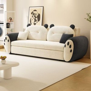 Sofa bed dual-use cute cream style small apartment living room multifunctional lamb velvet double straight row new sofa