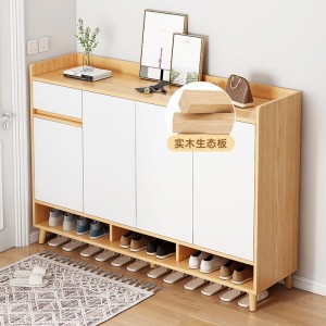 Solid wood shoe cabinet, home entrance door, indoor foyer cabinet, large capacity storage cabinet, integrated storage balcony shoe rack