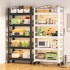 Kitchen storage rack with wheels, fence, carbon steel floor to ceiling, thickened multi-layer with storage rack, household microwave oven rack Kitchen storage rack with wheels, fence, carbon steel floor to ceiling, thickened multi-layer with storage rack, household microwave oven rack