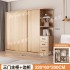 Sliding door wardrobe, family bedroom, economical all solid wood rental room, suitable for children, small apartment, storage, large wardrobe