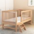 Beech wood children's bed with spliced large bed and guardrail, single boy, widened baby bed, small bed with solid wood splicing