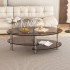 Oval shaped coffee table, light luxury tempered glass, creative home, small apartment, simple tea table, living room, modern table