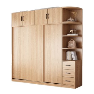 Sliding door wardrobe, family bedroom, economical all solid wood rental room, suitable for children, small apartment, storage, large wardrobe