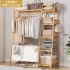 Simple room floor to ceiling home hanging clothes rack vertical wardrobe bedroom solid wood coat rack storage clothes rack