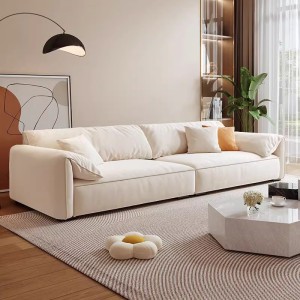 Italian cat scratch fabric sofa, simple, modern, light luxury, small living room, household, straight row elephant ear sofa