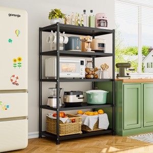 Kitchen storage rack, multifunctional microwave oven, fruit and vegetable storage rack, multi-layer floor to wall steel miscellaneous shelf