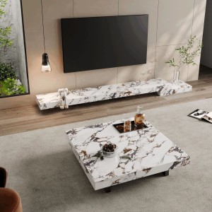 Italian rock panel TV cabinet, Nordic minimalist tea table, high-end suspended light luxury TV cabinet, floor standing