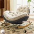 Cream style single chair lazy sofa home living room balcony retro floral fabric leisure chair snail rocking chair sofa Cream style single chair lazy sofa home living room balcony retro floral fabric leisure chair snail rocking chair sofa