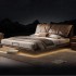 Elephant Ear Suspended Bed, New Italian Light Luxury Bed, Modern Bedroom, Double Leather King, Simple Soft Leaning Wedding Bed