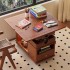 Adjustable coffee table, foldable mobile cart, solid wood tea table, tea table, small-sized living room, sofa, side cabinet, dining table, dual-use