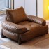 Italian minimalist genuine leather, American antique style, large and small units, living room with three people in a row