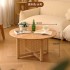 New Chinese style rattan tea table with wooden style, small-sized homestay, solid wood round table, wabi sabi living room, balcony, leisure small tea table