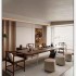 Wabi Sabi style solid wood large board tea table and chair combination Zen style modern minimalist tea making table acrylic living room home office
