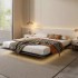 Bedless suspended bed Wabi Sabi style master bedroom double white wax wood king bed minimalist tatami solid wood suspended bed frame