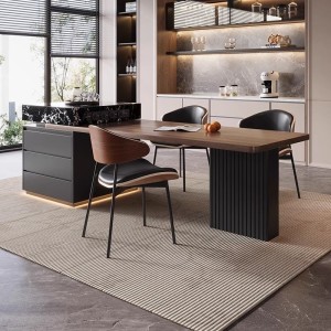 High end rock slab island dining table integrated with expandable and tea brewing Italian rock slab dining table for home use, open kitchen island table