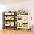 Kitchen storage rack with wheels, fence, carbon steel floor to ceiling, thickened multi-layer with storage rack, household microwave oven rack Kitchen storage rack with wheels, fence, carbon steel floor to ceiling, thickened multi-layer with storage rack, household microwave oven rack