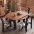 Middle ancient style solid wood dining table, French retro home use, retractable folding variable round dining table, wooden track jumping table and chairs