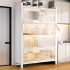 Kitchen dustproof storage cabinet shelf, floor standing multi-layer cabinet with door, microwave oven, household carbon steel storage cabinet