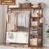 Simple room floor to ceiling home hanging clothes rack vertical wardrobe bedroom solid wood coat rack storage clothes rack