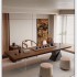 Wabi Sabi style solid wood large board tea table and chair combination Zen style modern minimalist tea making table acrylic living room home office