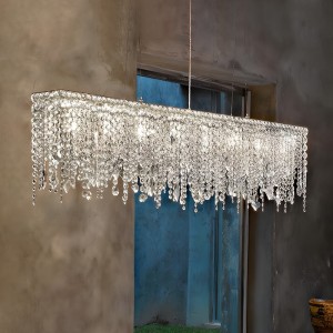 Modern luxury crystal chandelier, French long restaurant light, antique style dining room light, hotel high-end bar lighting