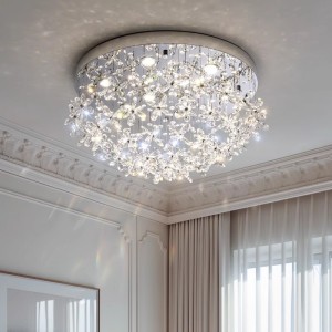 Premium living room crystal ceiling light, light luxury hall main light, designer dining pendant light, duplex villa staircase lighting