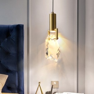 Modern minimalist bedside pendant light Nordic light luxury bedroom light creative crystal lighting, popular internet red light ice cube light