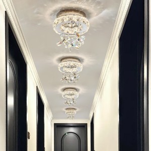 French style light luxury crystal ceiling light, entrance hallway light, modern simple and atmospheric flower decoration eye protection lamp