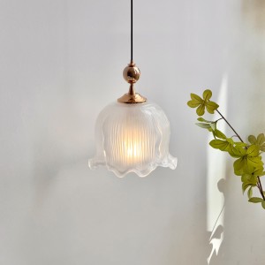 French luxury bedroom bedside lamp, master bedroom, American retro cream style new glass pendant lamp, homestay villa lamp