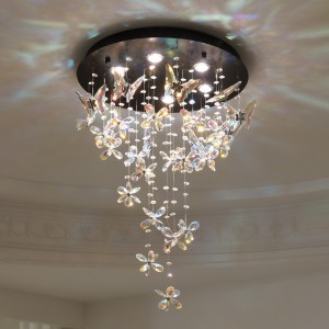 French butterfly crystal ceiling light, new restaurant light, high-end wedding room bedroom master light, princess children's room lighting fixture