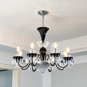 French black medieval style living room pendant light, crystal dining pendant light, bedroom European style candle light, high-end feeling, hall main light