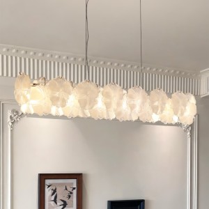 French style living room pendant light, modern, luxurious, high-end, elongated dining room lighting fixture, 2025 new cream style master bedroom light