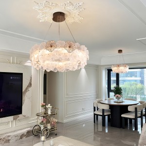 French medieval style living room pendant light 2025 new high-end restaurant light bedroom light creative lotus leaf glass art