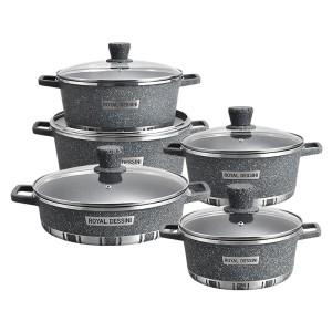 Lanya Factory Foreign Trade Die Casting Soup Pot Combination Set Non stick Pot Household Cooking Pot Soup Pot Aluminum Pot Ten piece Set