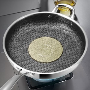 Manufacturer direct sales 304 stainless steel double-sided honeycomb frying pan, non stick pan, household low oil fume flat bottomed pan, universal
